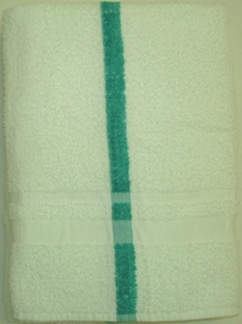 Bath Towel White w/Green Stripe